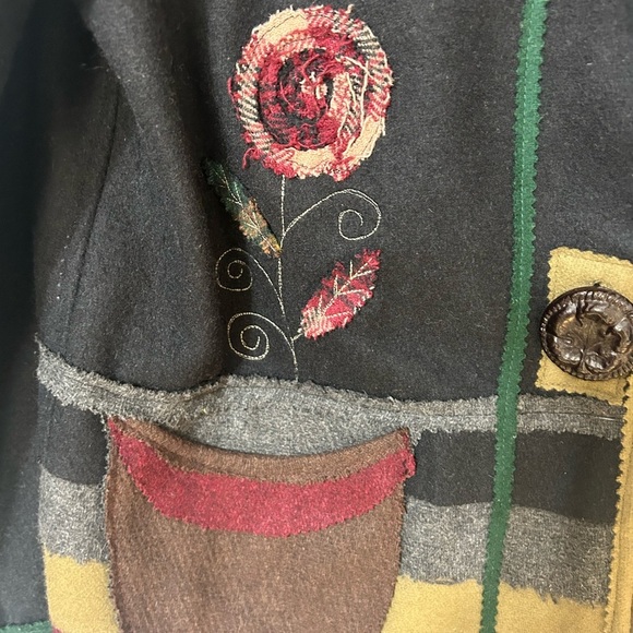 Parsley And Sage Art To Wear Sz M Wool Floral Embroidered Jacket Lagenlook Artsy - Picture 5 of 7